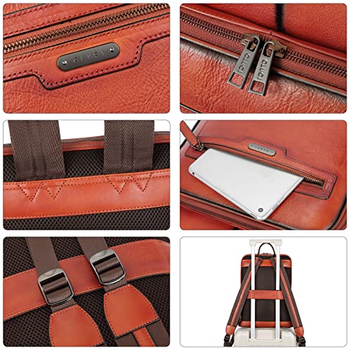 Image of CLUCI Leather Backpack for Women 15.6 Inch Laptop Backpack Vegetable Tanned Full Grain Backpack Purse for Women Work Daypack