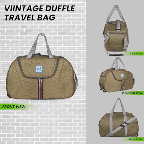 Image of M MEDLER Jerry Duffle Bag | Waterproof Strolley Duffle Bag | 2 Wheel Duffel Bag | Luggage Bag with Adjustable Strap (Beige)