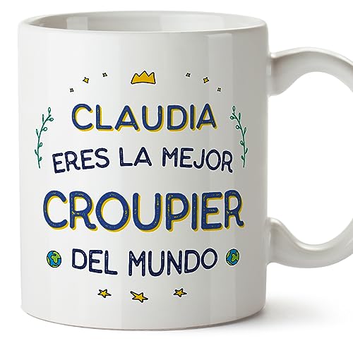 MUGFFINS Tazas Personalizadas para CROUPIER mujer - En Español - Mejor del Mundo - 11 oz / 330 ml - Regalo Personalizable original y divertido