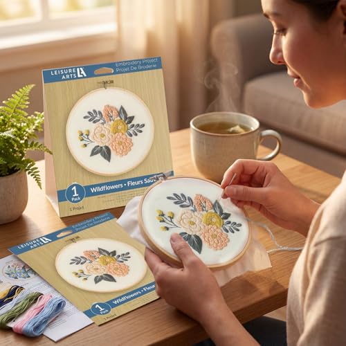 Image of Leisure Arts Mini Maker Embroidery Kit, Pink