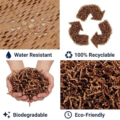 Image of BOX USA Kraft Crinkle Paper Filler (40lb) - Shredded Paper for Basket Stuffing, Shipping, Packaging, Confetti, Crafts & Holidays - Crinkle Cut