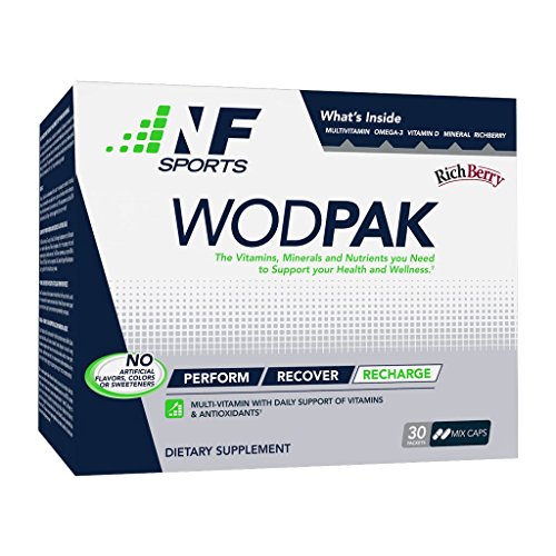 NF Sports WodPak Complete Daily Multivitamin for Men and Women, Soft-Gel Berry-Flavored Multivitamins with Vitamin D, Vitamin D3, Zinc, Omega 3, 30 Servings