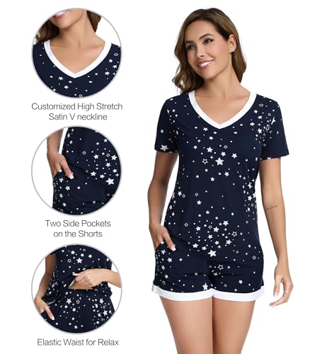 Image of WiWi Viscose from Bamboo Pajamas Set for Women Super Soft Short Sleeve Cooling Summer Plus Size Pjs Sets Sleepwear S-4X