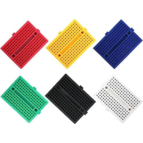 ELEGOO 6 PiÃ¨ces SYB-170 Points Mini Platine Ãlectronique d'essai Kit Breadboard Multicolore pour Le Projet(Rouge Bleu Jaune Vert Blanc Noir)