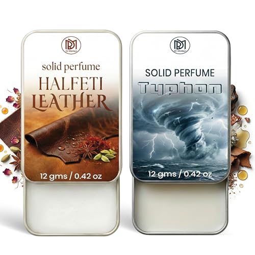 Image of Dr.Mashur Solid Perfume |Typhon&Halfeti leather Alcohol Free Wax Perfume Balm, Long Lasting | Pocket Tin 12g, Pack Of 2| Non Greasy Smooth Glide, Travel Friendly Unisex Gifts He Or Her