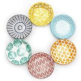 KitchenTour 2.5 Oz Soy Sauce Dish, Ceramic Dipping Bowls Sauce Bowls for Seasoning, Sushi, Appetizer, Vinegar, Ketchup, BBQ - Assorted Colorful Design(Set of 6)