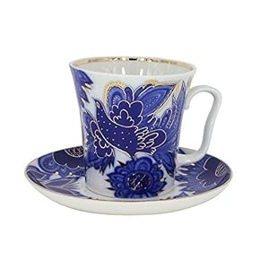 Lomonosov Porcelain Set Mug and Saucer 2pc Magic Firebird 12.7 fl.oz