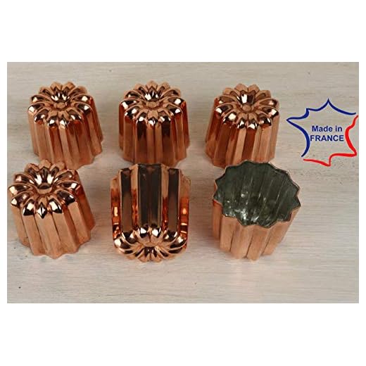 1.75 inch Copper Canele mold from Bordeaux a Set of Six tinned molds