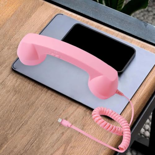 Image of Retro Phone Handset Phone Receiver for Mobile Meetings All Smartphones Black | Corded Telephones | Zoomela (Pink)