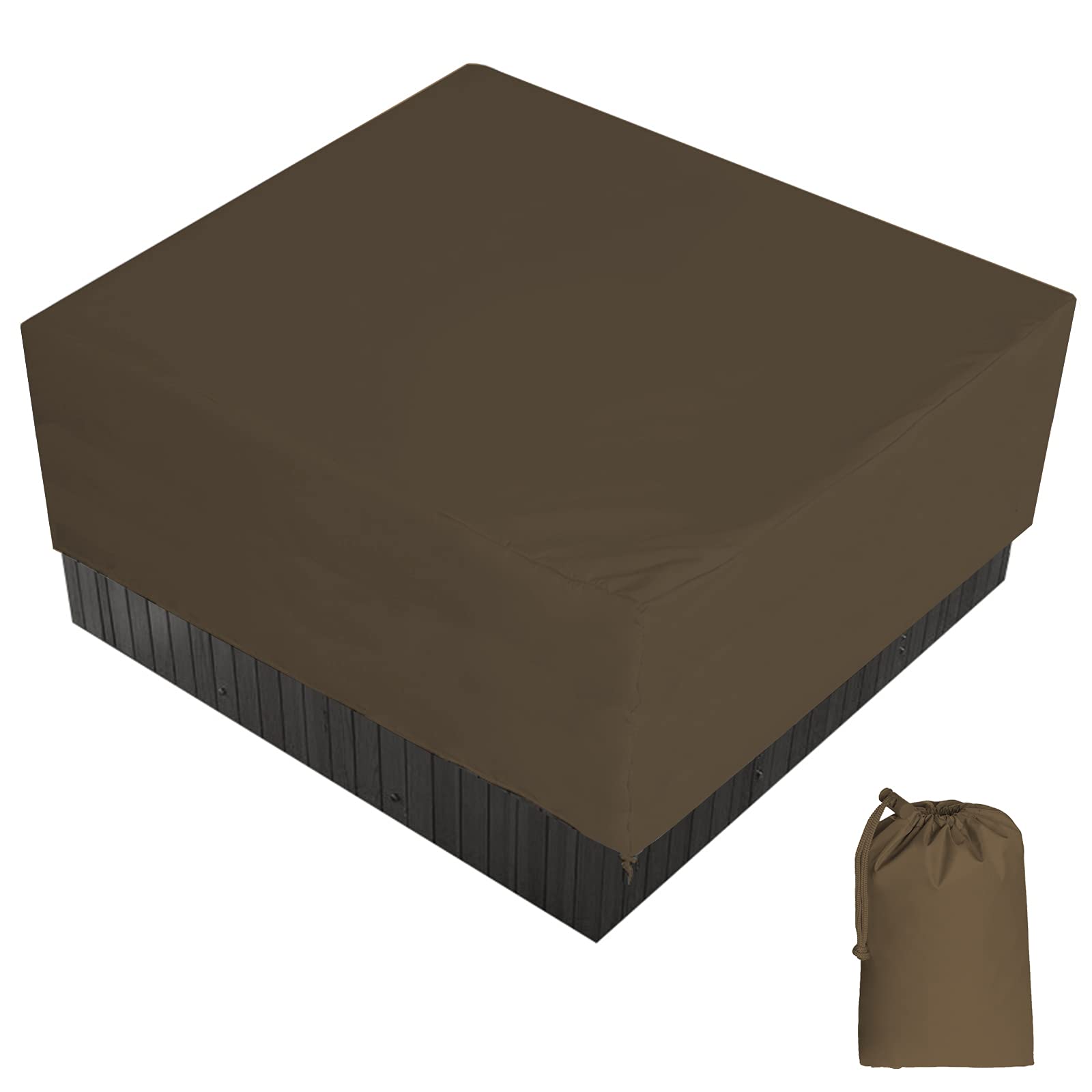 BaCover Hot Tub Cover, Thermal Insulation Outdoor Spa Bath Pool Cover Protector Waterproof Hot Tub Covers Anti-UV Dust-proof with a Storage Bag 7 Sizes Choose,Coffee,220x220x90cm