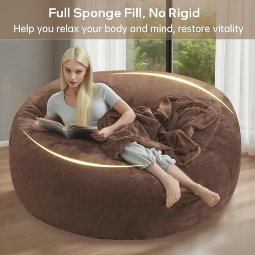 Image of 3FT,Big Bean Bag Chairs for Adults,Bean Bag with Filler Included,Memory Foam Bean Bag,Giant beanbag,Suitable for Reading Chairs in Living Room, Bedroom and Dormitory. (Coffee Color, 3 Foot)