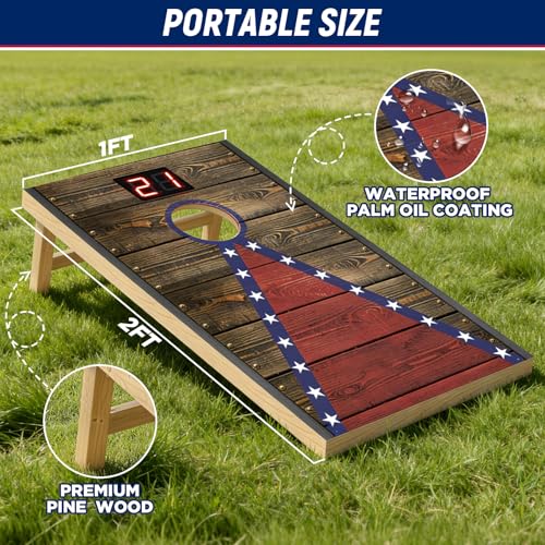 Image of Electronic Cornhole Board Set 2x1ft - Automatic Scoring Corn Hole Game