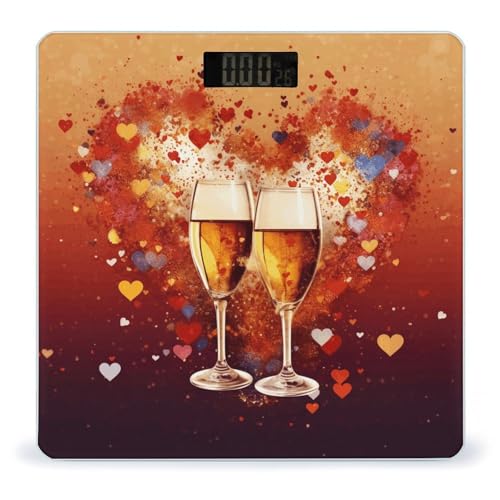 Balanza digital de baño Colorful Heart Champagne de vidrio templado