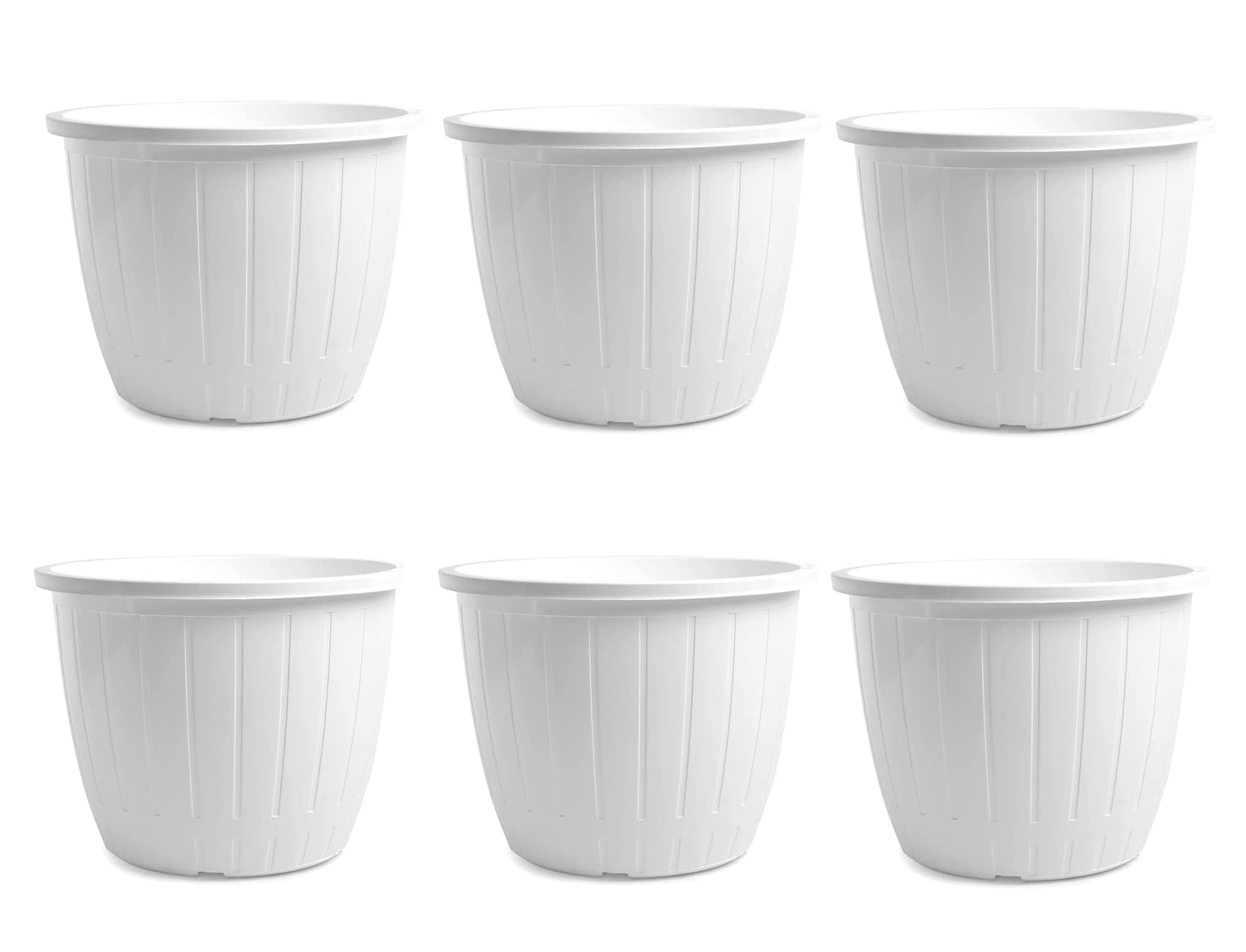 White Flower Pots - 6 Pack for Gardening -7 White Flower Pots - 6 Pack for Gardening -7