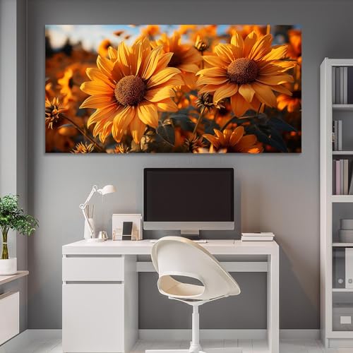 Tableau tournesol avec cadre interne pour chambre à coucher moderne - 3