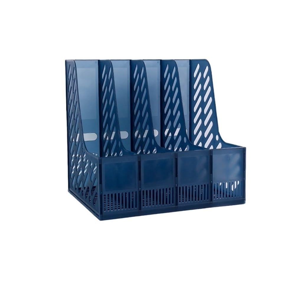 J9V4G6S3B5 Desktop File Rack Retro Mesh Magazine File Rack Holder, 4 Compartments Filing Office Desk Book Sorter(Blue)