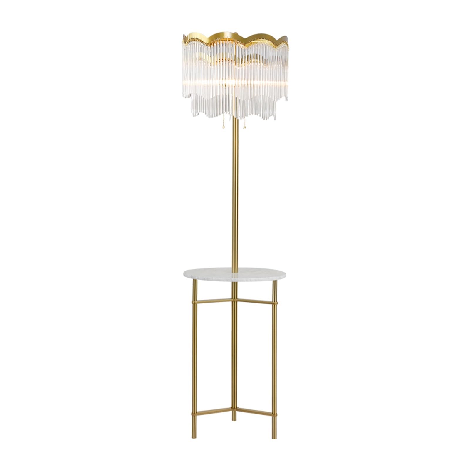 Z4T8M2K6G5 Tall Standing Lamp Floor Lamp, Modern Bedside with Marble Table, Glam for Living Room, Bedroom, Glass lampshade