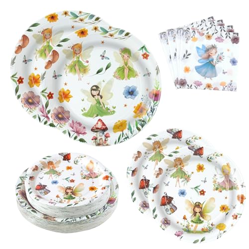 180PCS Fairy Party Supplies Serve 60,Fairies Enchanted Themed Birthday...