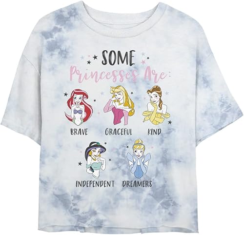 Disney Princesses are Women's Fast Fashion Short Sleeve Tee Shirt, White/Blue, X