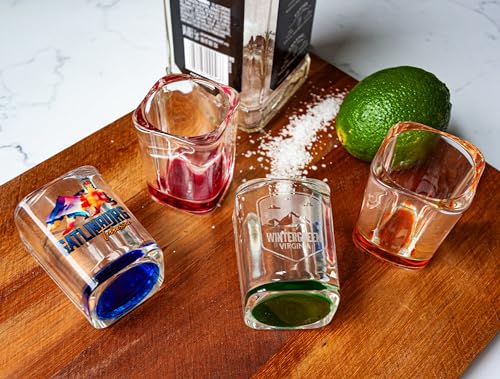 Vaso de shot cuadrado con base roja de 2 oz miniatura 3