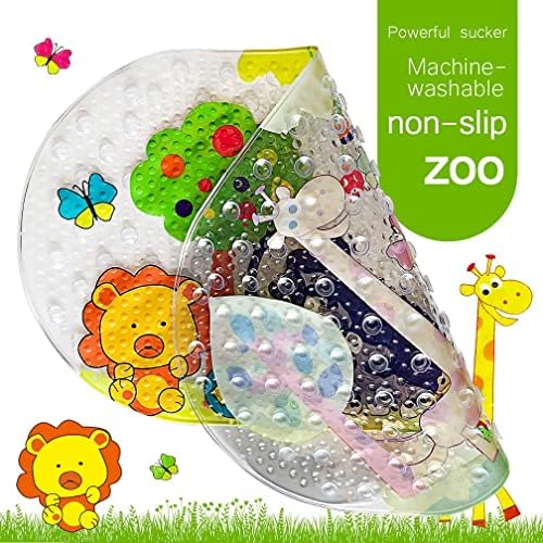 PTAPIPI Bath Tub Mat Shower Mat, 39CM x 69CM Non-Slip Shower Mats with Suction Cups, Machine Washable Bathtub Mat for Bathroom (Forest Zoo)