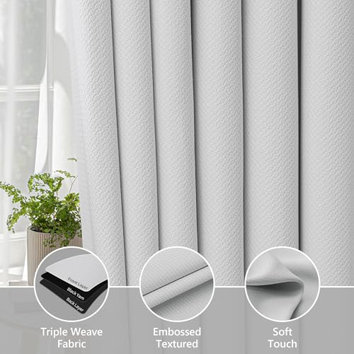 Image of FMFUNCTEX 100% Blackout Curtains for Bedroom, White Back Tab Curtain 108 Inches Long Drapery Thermal Insulated Curtains for Living Room, Black Out Drapes Rod Pocket Room Darkening 2 Panels