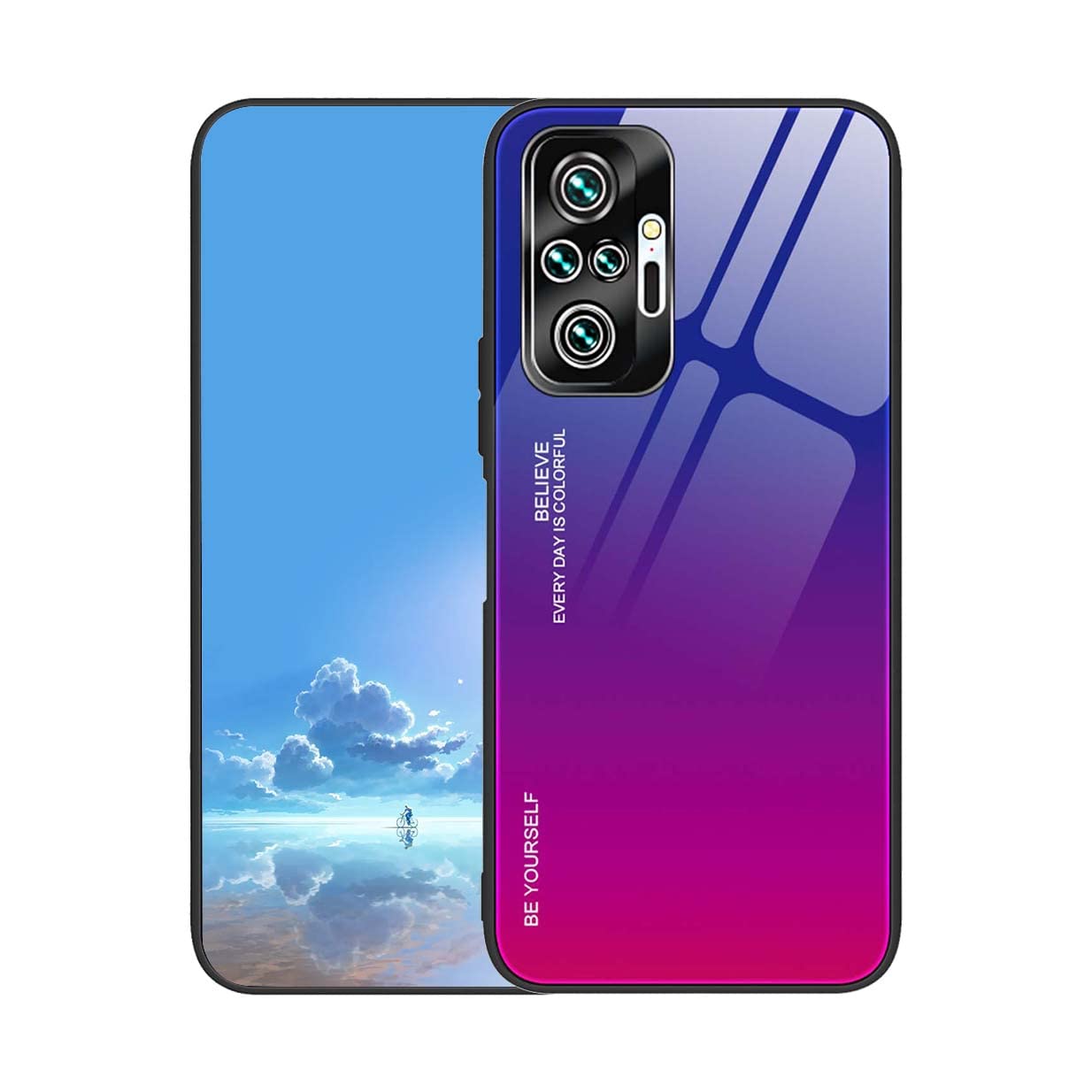 UPLAI Handyhülle Für Xiaomi Redmi Note 12 Pro 4G – Slim Case Mit Gehärtetem Glasrücken & TPU-Rahmen, Lila-grün Farbverlauf