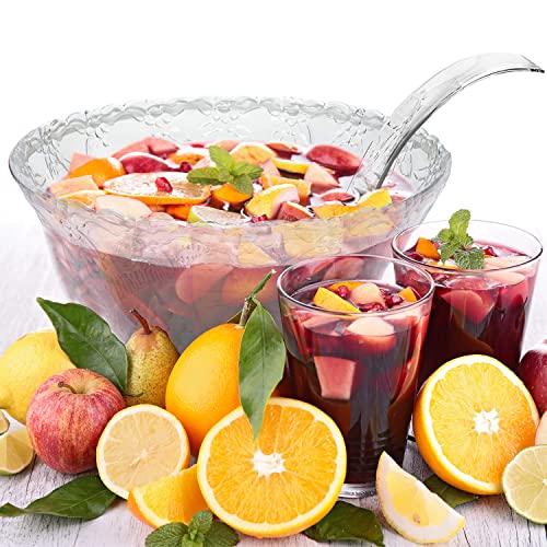 Plastic Punch Bowl with Ladle – Clear Punch Plastic Bowls – BPA Free Recyclable Punch Set of Bowl and 5 oz. Ladle – Embroidered Punch Bowl with Serving Ladle for Parties - Image 6