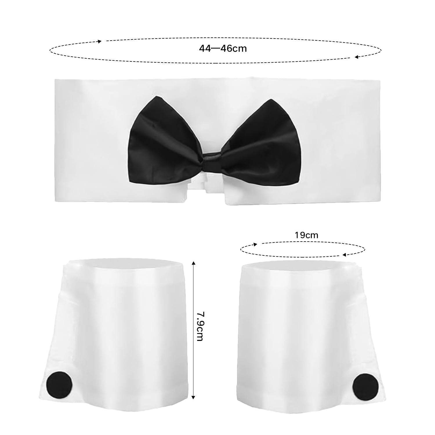 DVOFU 3Pieces Bunny Costume Accessory Set Black and White Bow Tie Cuffs Women Fancy Dress Party Accessories for Halloween Costume Adults Kids - Image 2