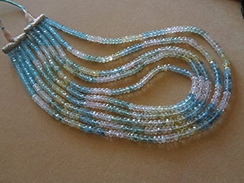 Aigue-marine micro-facettée 2mm ultra brillante | Fil complet de perles rondelles translucides