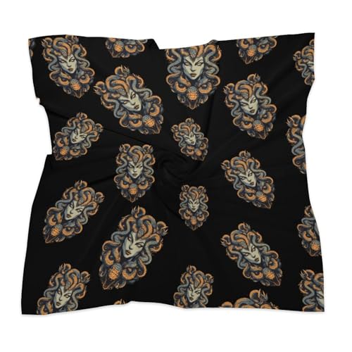 Medusa Bandanas Face Mask Square Scarf Headwear Silk Head Scarves Lightweight Wrap Neck Scarf3