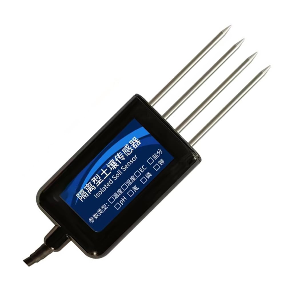 Sensor de Suelo Aislado 8 en 1: Temperatura, Humedad, Nitrógeno, Fósforo, Potasio, PH y Sal. Detector RS485.