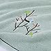 Pidada Hand Towels Set of 2 Embroidered Bird Tree Pattern 100% Cotton Absorbent Soft Decorative Towel for Bathroom (Aqua Green)