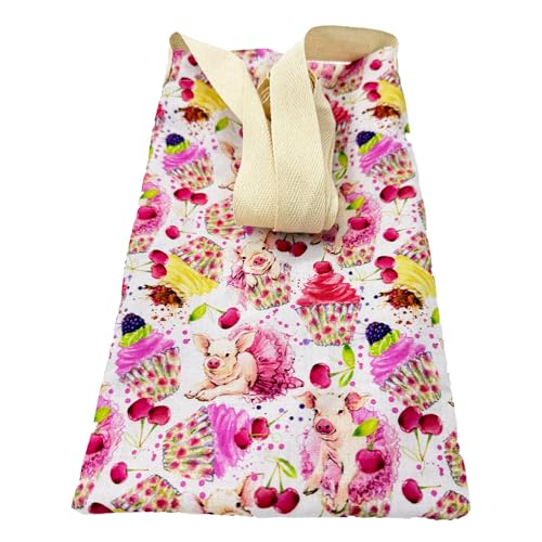 Handmade Syringe Driver medical Storage Carry Bag approximately 11"x 6.5” with Cross Body Strap (11"X 6.5" APPROX, Pigs & Cupcakes)