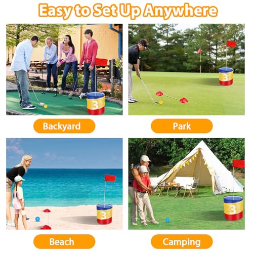 image for Fivepropy Golf Yard Game 9-Hole Set, Backyard Golf Game for Adults Fam