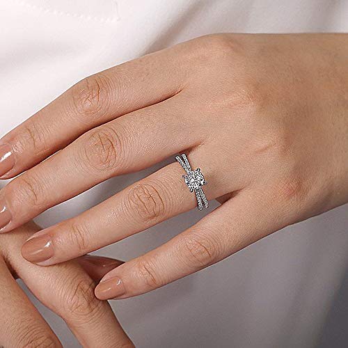 SISGEM 2.5 Carat(CTTW) Round Cut Moissanite Wedding Ring for Women,14K Gold Split Shank Moissanite Engagement Ring with Engraved Name,Wedding Anniversary Size 5-112
