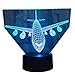 Produktbild Wfmhra 3D Light Air Plane Modell Kreatives Nachtlicht Touch Plane Schreibtischlampe LED Illusionslampe Hologramm 7 Farben Cool Toy Neujahrsgeschenk