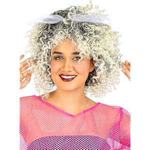 Funidelia | Peluca rubia años 80 con lazo para mujer Años 80, Años 90, Música Pop, Décadas – Accesorios para adultos, accesorio para disfraz – Blanco