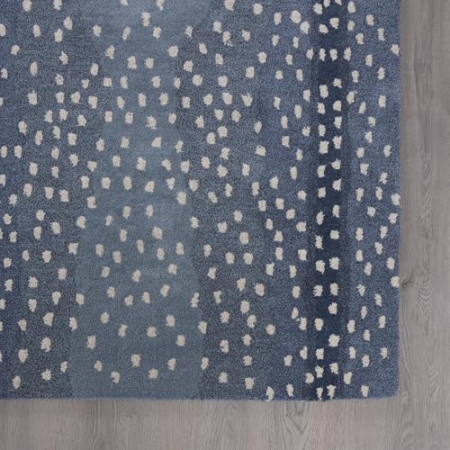 Image of Restoration and Renovation Antelope Cheetah Blue Animal Contemporary Handmade 100% Woolen Area Rugs & Carpets (Blue, 2.6' x 8')