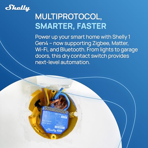 Shelly 1 Gen4, Smart Wi-Fi, Zigbee & Matter Relay Switch with Dry Contacts - Image 3