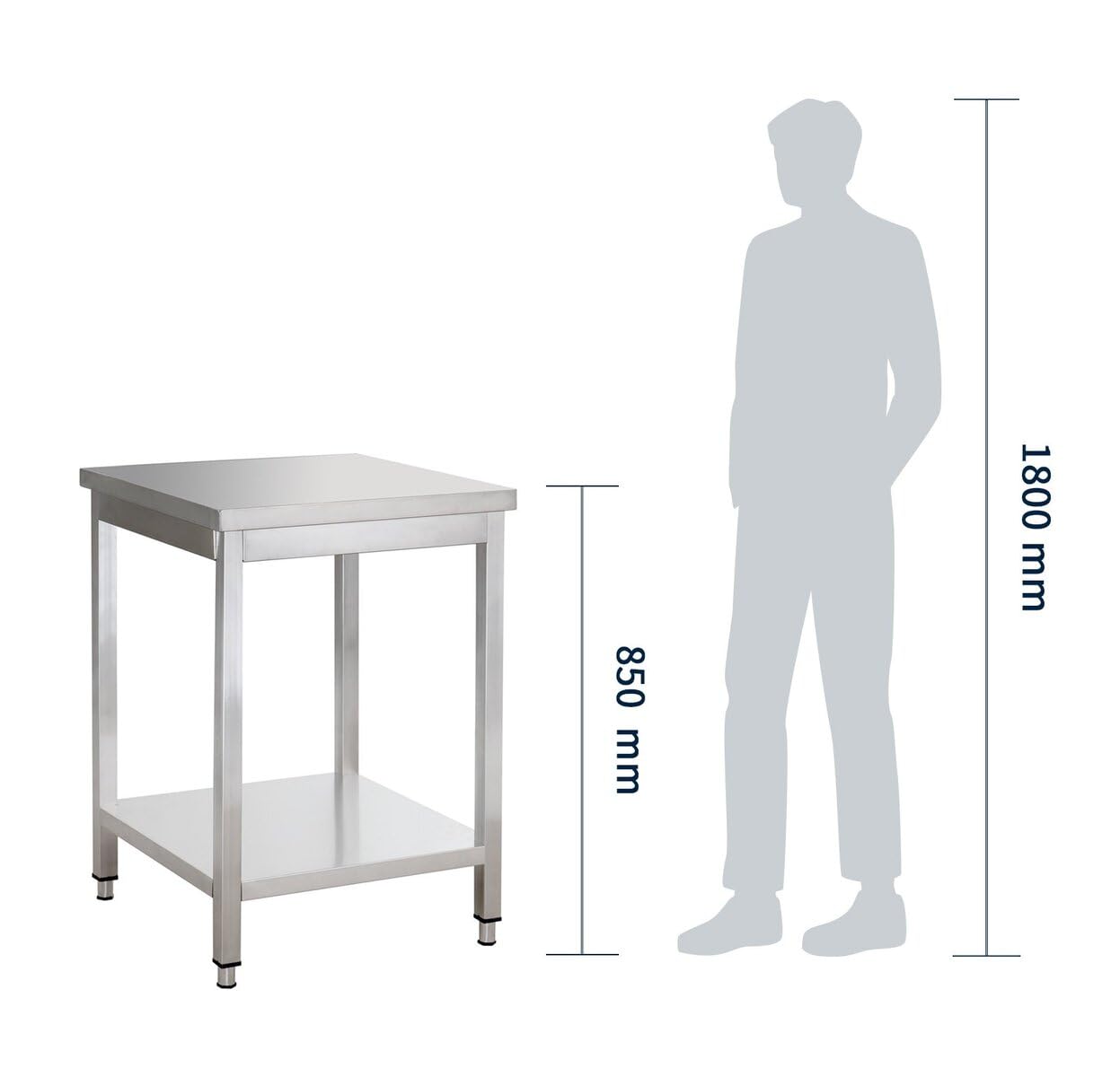 GastroHero Table de Travail Basic 6x7 en INOX avec étagère inférieure | Fournitures de la Restauration