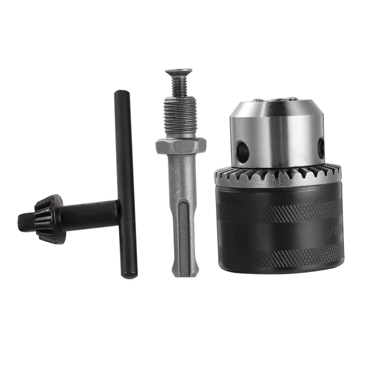 Mandrino Portapunta con Chiave 3, 0-16mm 1/2-20unf Nero | Kit Adattatore con Manico Rotondo e Asta Quadrata, Acciaio al Carbonio, e Trapano a Mano