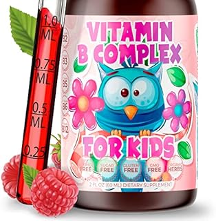 Vitamin B-Complex for Kids Liquid Sublingual Vegan Drops - Premium Supplement Vitamins B b12 b6 b5 b3 & b2 - Fast Absorption Natural Energy Boost, Immune System & Mental Focus Support
