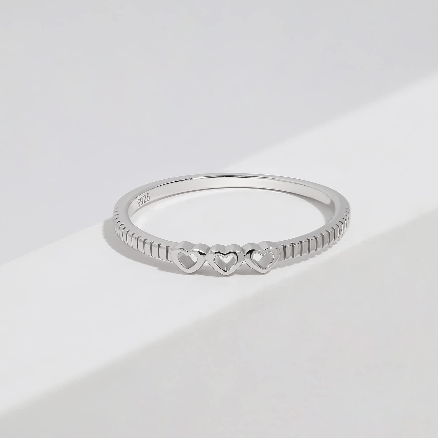 Meissa zierliche Herz Ring für Frauen 925 Sterling Silber stapelbar Ringe dünn Stacking Ring handgefertigte Freundschaft Ringe für Teenager-Mädchen