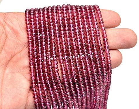 Kashish kamienie szlachetne i klejnoty AAA + granat rodolitowy, gładkie koraliki 3-5 mm, koraliki podziałki, plaża, naturalny rodolit, półszlachetny kamień koraliki do biżuterii, tkaniny, rodonitu