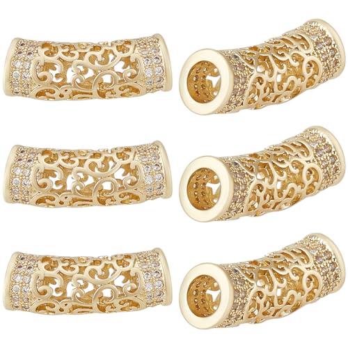 Perles tubulaires incurvées en or 18k et zirconium pour la création de bracelets artisanaux