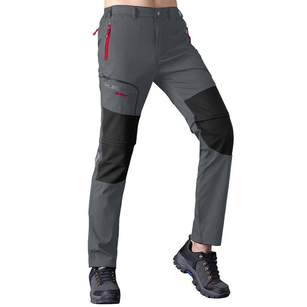 SANMIO Pantaloni Trekking Uomo Esterno Asciugatura Veloce Funzionali Leggeri Traspiranti Convertibile Pantaloncini Softshell Pantaloni da Arrampicata Casual