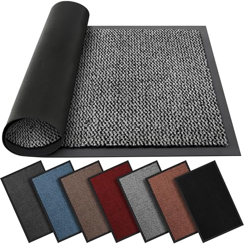 Image of BLADO Washable Door Mats Indoor & Outdoor - Non-Slippery Heavy Duty Doormats Indoor - Stylish & Large Rubber Door Mat - Perfect Dust Grabbing Outdoor & Indoor Door Mat (Grey, 50cm x 80cm)