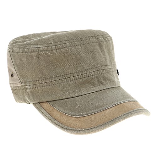 Bonarty Boné masculino feminino lavado Cadet Military Sailor liso de algodão azul-marinho, Verde mil