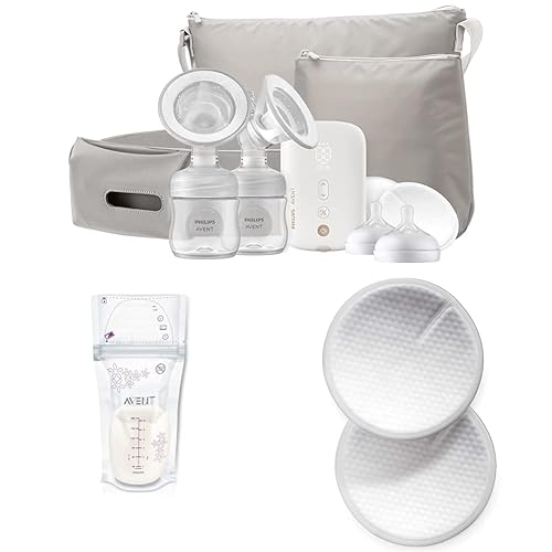 Philips Avent - Paquete de lactancia materna con extractor de leche eléctrica doble + bolsas de almacenamiento de leche materna, 6 onzas, paquete de